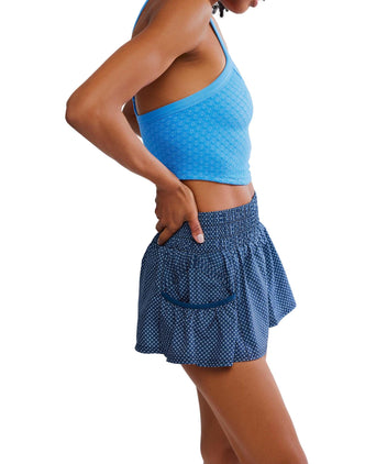 Get Your Flirt On Printed Shorts - Summit Frost/Midnight Navy