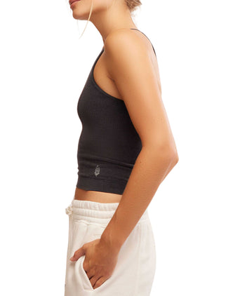 Go To Smooth Square Neck Cami - Washed Black