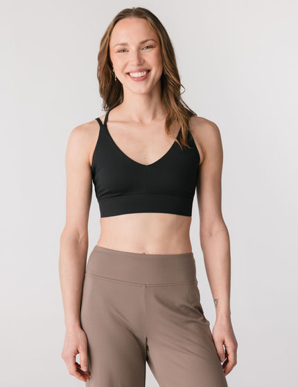 Girlfriend Collective Gigi Strappy Bra - Blackimages5- The Sports Edit