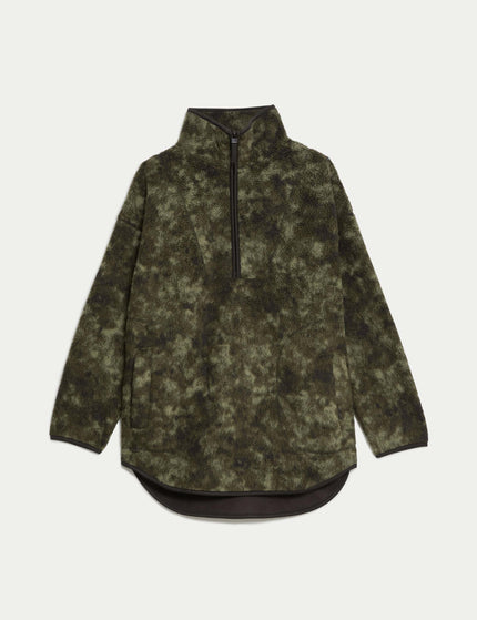 Goodmove Borg Half Zip Longline Fleece Jacket - Khaki Miximages6- The Sports Edit