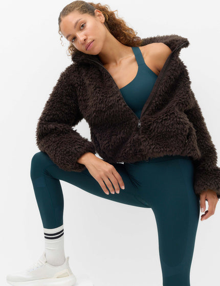 Goodmove Borg Half Zip Textured Funnel Neck Fleece Jacket - Bitter Chocolateimages5- The Sports Edit