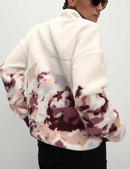 Goodmove Borg Printed Funnel Neck Zip Up Fleece Jacket - Ivory Miximages2- The Sports Edit