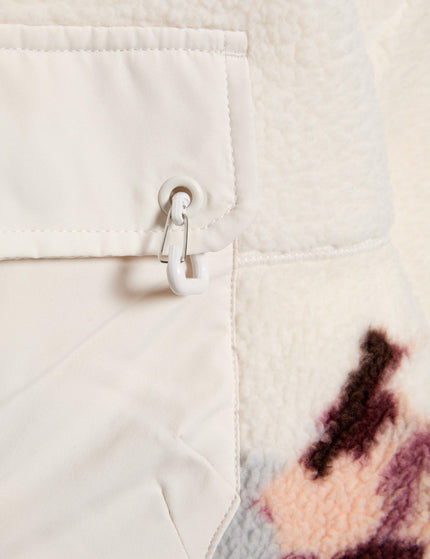 Goodmove Borg Printed Funnel Neck Zip Up Fleece Jacket - Ivory Miximages5- The Sports Edit