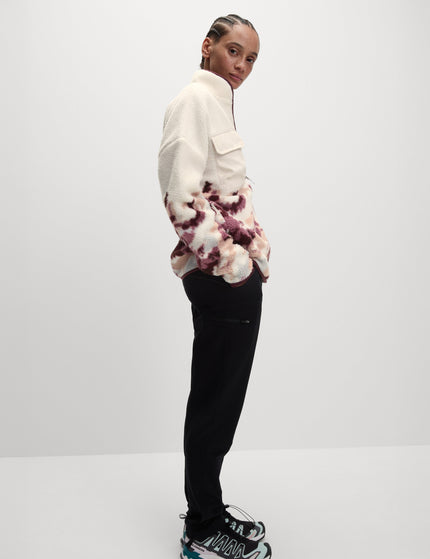 Goodmove Borg Printed Funnel Neck Zip Up Fleece Jacket - Ivory Miximages4- The Sports Edit