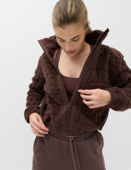 Goodmove Borg Textured Funnel Neck Fleece Jacket - Dark Chocolateimages1- The Sports Edit