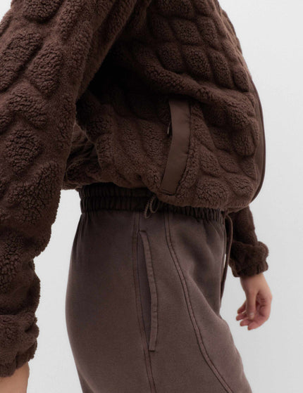 Goodmove Borg Textured Funnel Neck Fleece Jacket - Dark Chocolateimages4- The Sports Edit