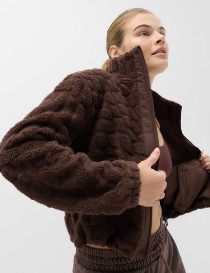 Goodmove Borg Textured Funnel Neck Fleece Jacket - Dark Chocolateimages5- The Sports Edit