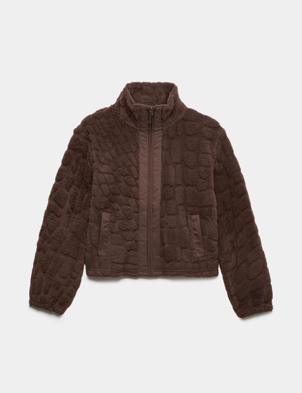 Goodmove Borg Textured Funnel Neck Fleece Jacket - Dark Chocolateimages7- The Sports Edit
