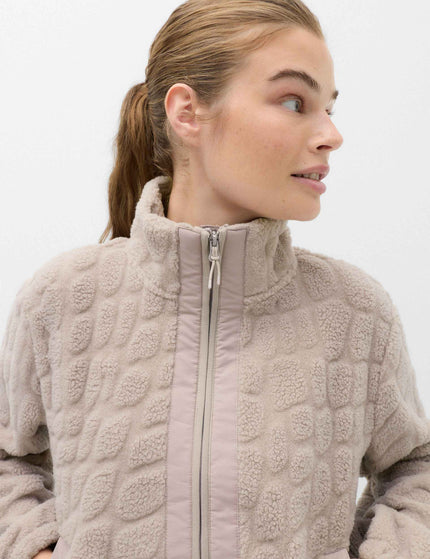 Goodmove Borg Textured Funnel Neck Fleece Jacket - Puttyimages3- The Sports Edit