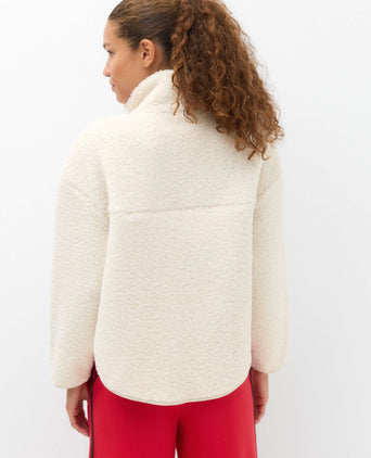 Borg Zip Up Longline Fleece Jacket - Ecru