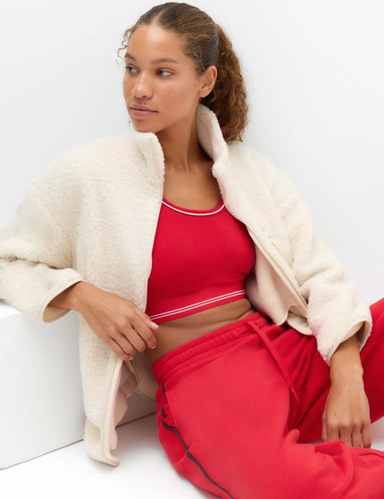 Goodmove Borg Zip Up Longline Fleece Jacket - Ecruimages4- The Sports Edit