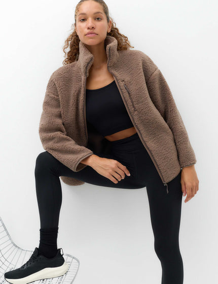 Goodmove Borg Zip Up Longline Fleece Jacket - Soft Brownimages1- The Sports Edit