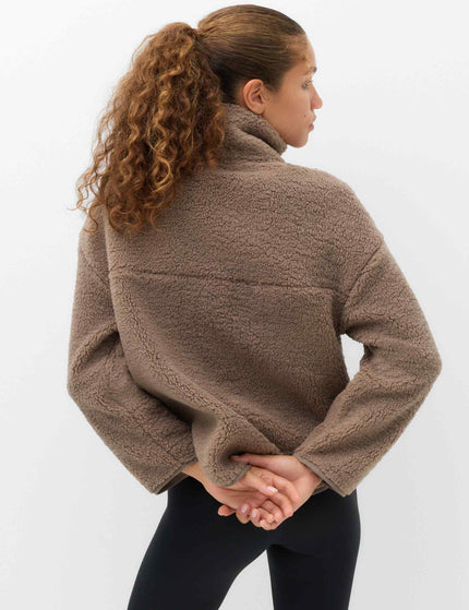 Goodmove Borg Zip Up Longline Fleece Jacket - Soft Brownimages2- The Sports Edit