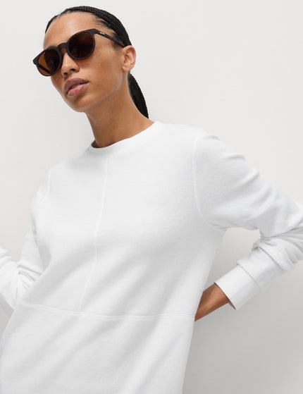 Goodmove Cotton Rich Brushed Longline Sweatshirt - Whiteimages1- The Sports Edit