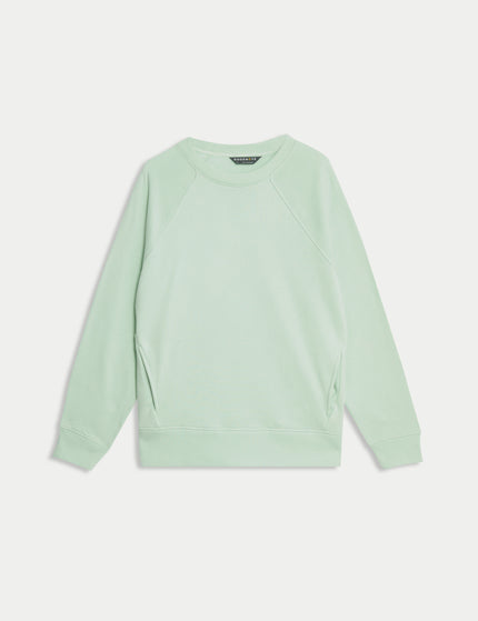 Goodmove Cotton Rich Crew Neck Sweatshirt - Light Greenimages6- The Sports Edit