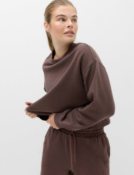 Goodmove Cotton Rich Garment Dye Boxy Sweatshirt - Dark Chocolateimages4- The Sports Edit