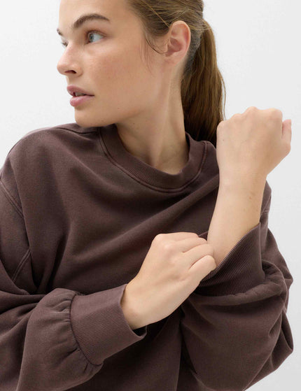 Goodmove Cotton Rich Garment Dye Boxy Sweatshirt - Dark Chocolateimages3- The Sports Edit