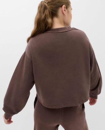 Cotton Rich Garment Dye Boxy Sweatshirt - Dark Chocolate