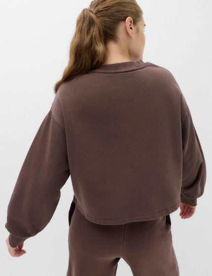 Goodmove Cotton Rich Garment Dye Boxy Sweatshirt - Dark Chocolateimages2- The Sports Edit