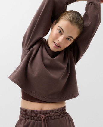 Cotton Rich Garment Dye Boxy Sweatshirt - Dark Chocolate