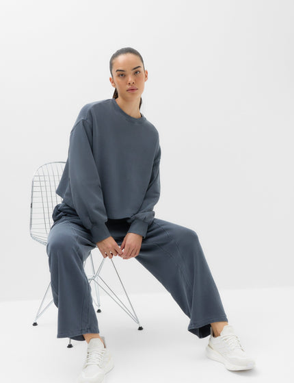 Goodmove Cotton Rich Garment Dye Boxy Sweatshirt - Nightshadeimages5- The Sports Edit