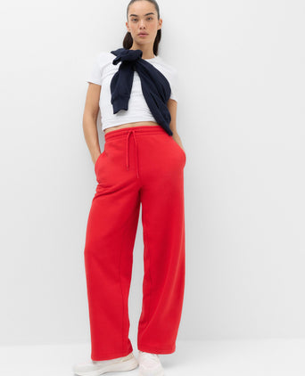 Cotton Rich Side Stripe Barrel Leg Joggers - Poppy