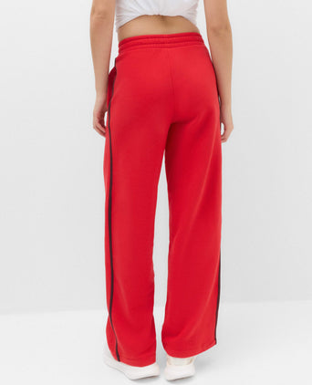 Cotton Rich Side Stripe Barrel Leg Joggers - Poppy
