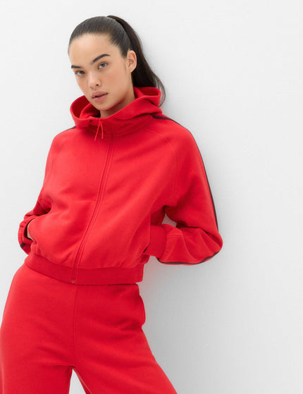 Goodmove Cotton Rich Side Stripe Zip Up Hoodie - Poppyimages1- The Sports Edit