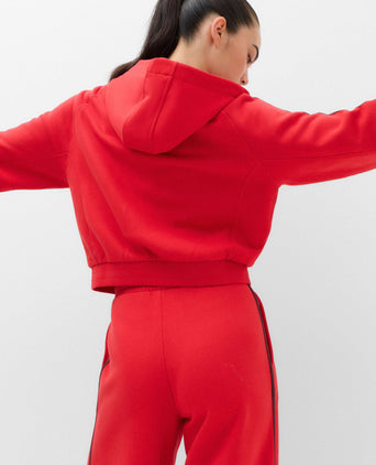 Cotton Rich Side Stripe Zip Up Hoodie - Poppy