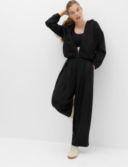Goodmove Cropped Bubble Hem Hoodie with Modal - Blackimages6- The Sports Edit