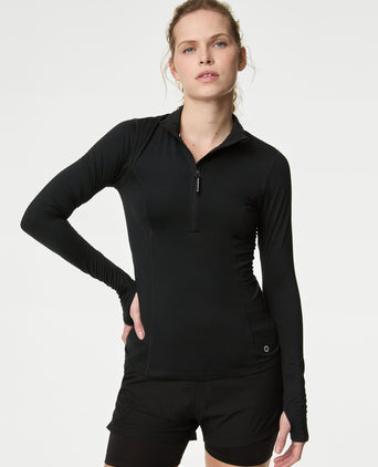 HALF ZIP RUN TOP BLACK