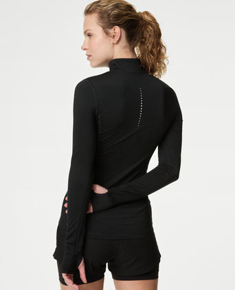 HALF ZIP RUN TOP BLACK
