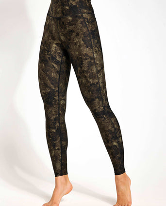 Go Balance Printed Wrap Waist Yoga Leggings - Sage Mix