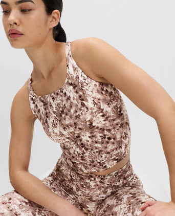 Go Balance Strappy Back Crop Vest Top - Cream Mix