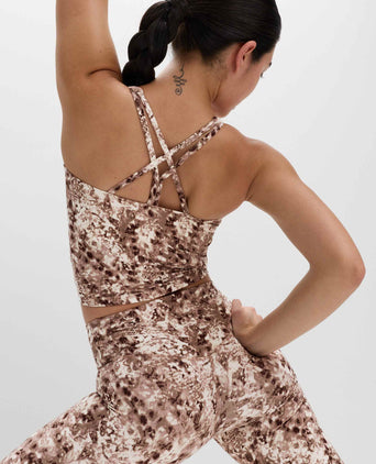 Go Balance Strappy Back Crop Vest Top - Cream Mix