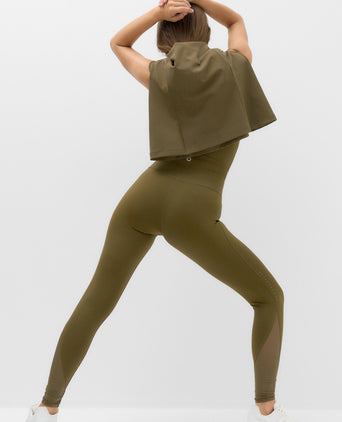 Go Train Waist Sculpt Mesh Leggings - Dark Khaki