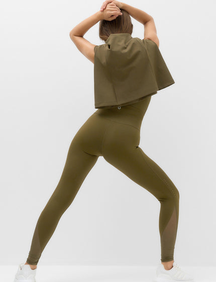 Goodmove Go Train Waist Sculpt Mesh Leggings - Dark Khakiimages2- The Sports Edit