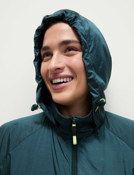 Goodmove Iridescent Hooded Running Jacket with Stormwear - Dark Turquoiseimages4- The Sports Edit
