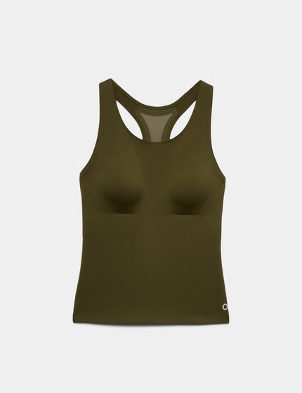 Goodmove Laser Cut Racer Back Bra Vest - Dark Khakiimages8- The Sports Edit