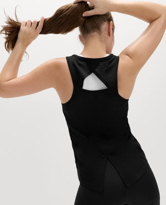 Lightweight Textured Relaxed Vest Top - Black