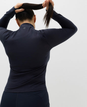 Merinotec Merino Blend High Neck Fitted Top - Dark Navy