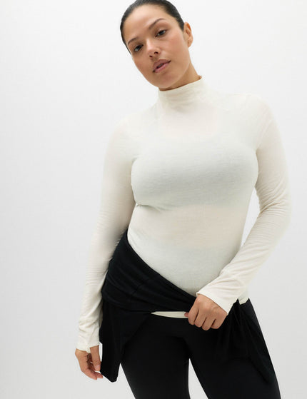 Goodmove Merinotec Merino Blend High Neck Fitted Top - Ivoryimages1- The Sports Edit
