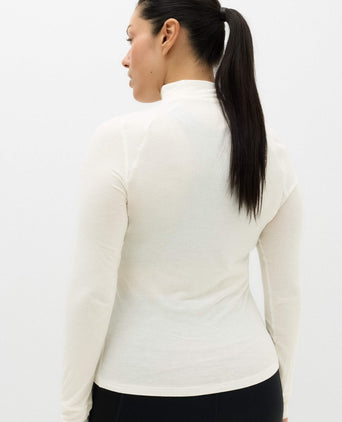 Merinotec Merino Blend High Neck Fitted Top - Ivory