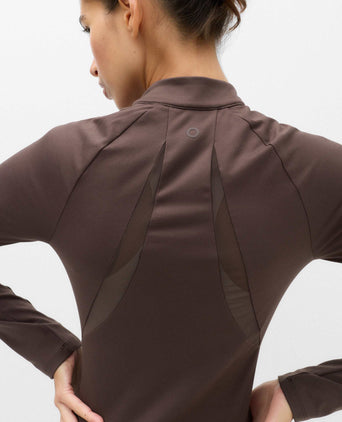Mesh Panel Half Zip Running Top - Dark Chocolate