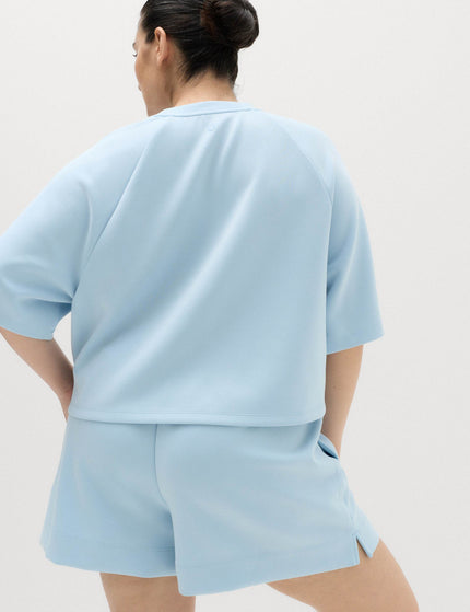 Goodmove Modal Blend Sand Wash Oversized Crop Sweatshirt - Powder Blueimages2- The Sports Edit