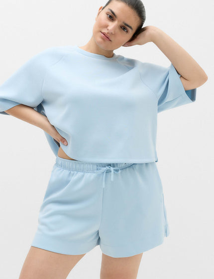 Goodmove Modal Blend Sand Wash Oversized Crop Sweatshirt - Powder Blueimages4- The Sports Edit