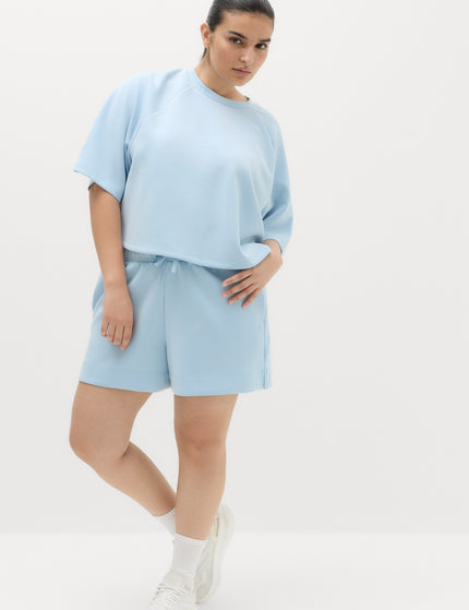 Goodmove Modal Blend Sand Wash Oversized Crop Sweatshirt - Powder Blueimages5- The Sports Edit