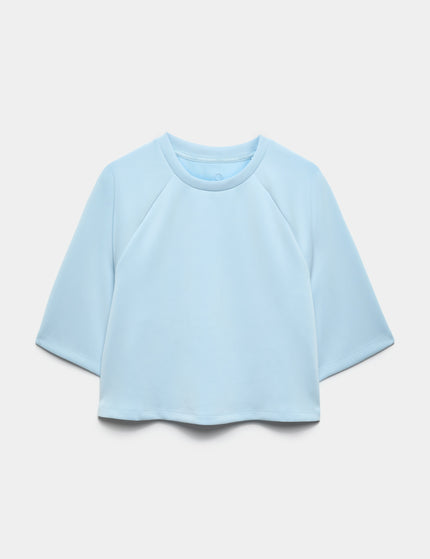 Goodmove Modal Blend Sand Wash Oversized Crop Sweatshirt - Powder Blueimages6- The Sports Edit