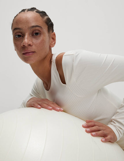 Goodmove Rib Cold Shoulder Fitted Yoga Top - Ivoryimages3- The Sports Edit