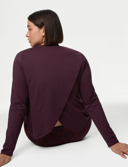 Goodmove Scoop Neck Wrap Back Yoga Top - Blackberryimages3- The Sports Edit